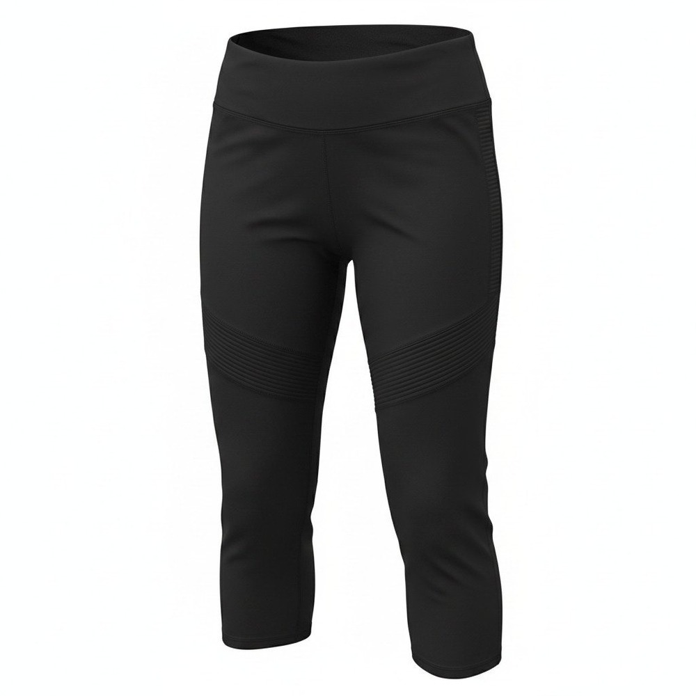Fabletics XXL Black Moto Ribbed Capri Leggings High Waist Compression Gym